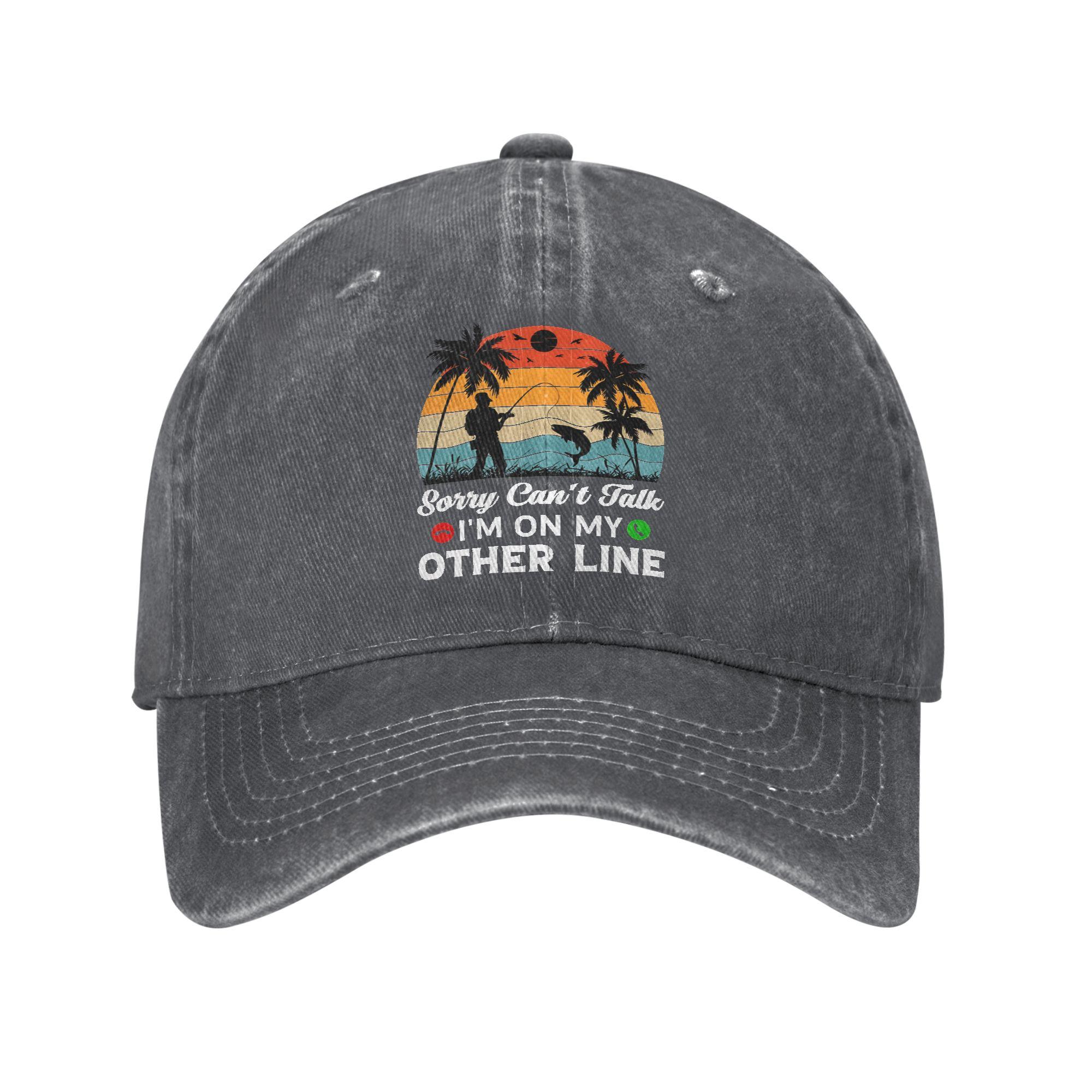 

Summer Sorry Can t Talk I m On My Other Line Baseball Cap Sun Funny Fishing Print Dropshipping Print Washed Trucker Hat One Size темно серый