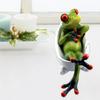 Cute Bathtub Bathing for Frog Art Sculpture Animal Figurine Ornament for Room De