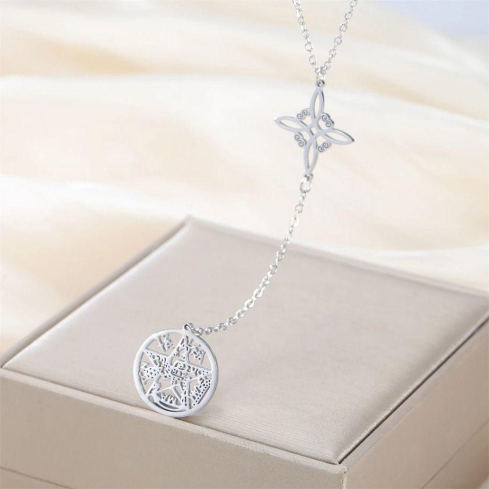 Stainless Steel Witch Knot Mystical Sacred Symbol Tetragrammaton Spiritual Protection Esoteric Protection Jewelry Gift Giving