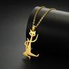 Teamer Cat Kitten Pendant Necklace Stainless Steel Pet Animal Necklace Cute Funny Cat Daily Jewelry for Women Girls No Rust