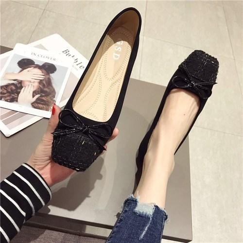 

Модные балетки для женщин весна осень новые корейская версия квадратный носок плоский каблук черный удобная мягкая подошва большой размер 44 45 46 46 чёрный