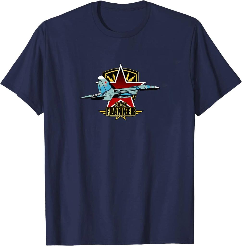 Soviet Red Pentagram Russian Air Force Su27 Flanker Fighter TShirt 100 Cotton ONeck Summer Short Sleeve Casual Mens Tshirt