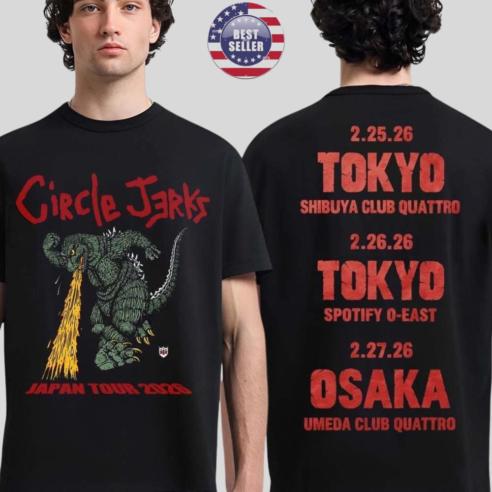 

Fastship Circle Jerks Japan Tour 2026 Merch Godzilla With Dates Unisex TShirt Unisex T-Shirt S