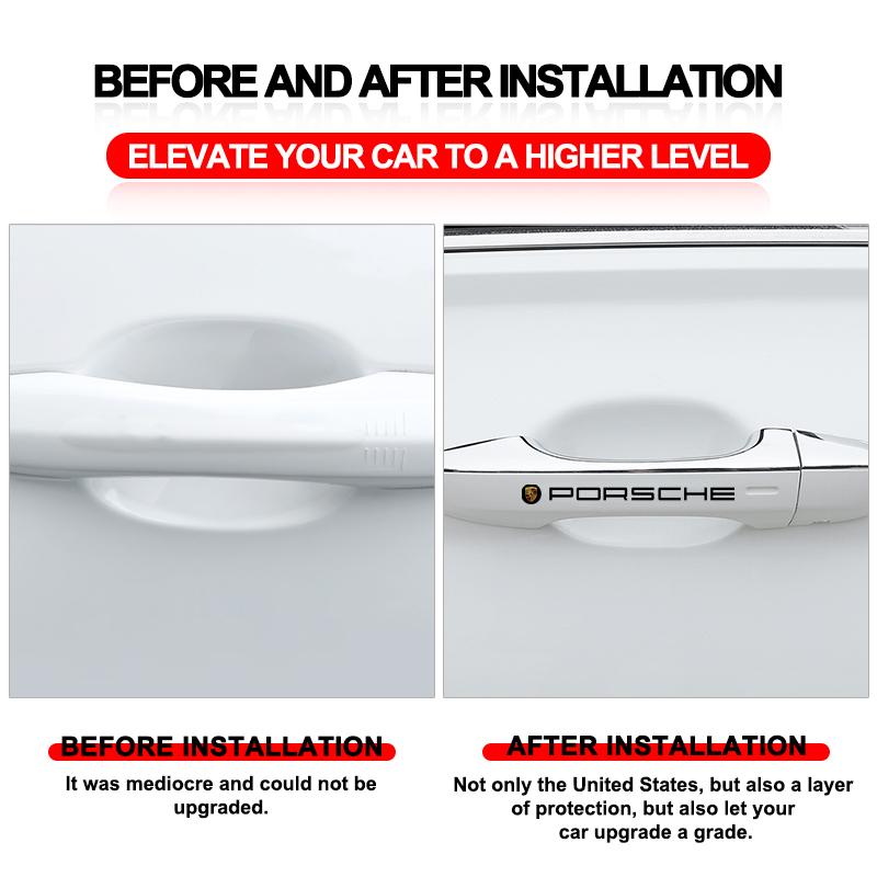 4Pcs Car Door Handle Stickers Tire Rear View Mirror Decals Auto Styling For Porsche 911 918 928 944 968 Boxster Cayenne Macan Panamera