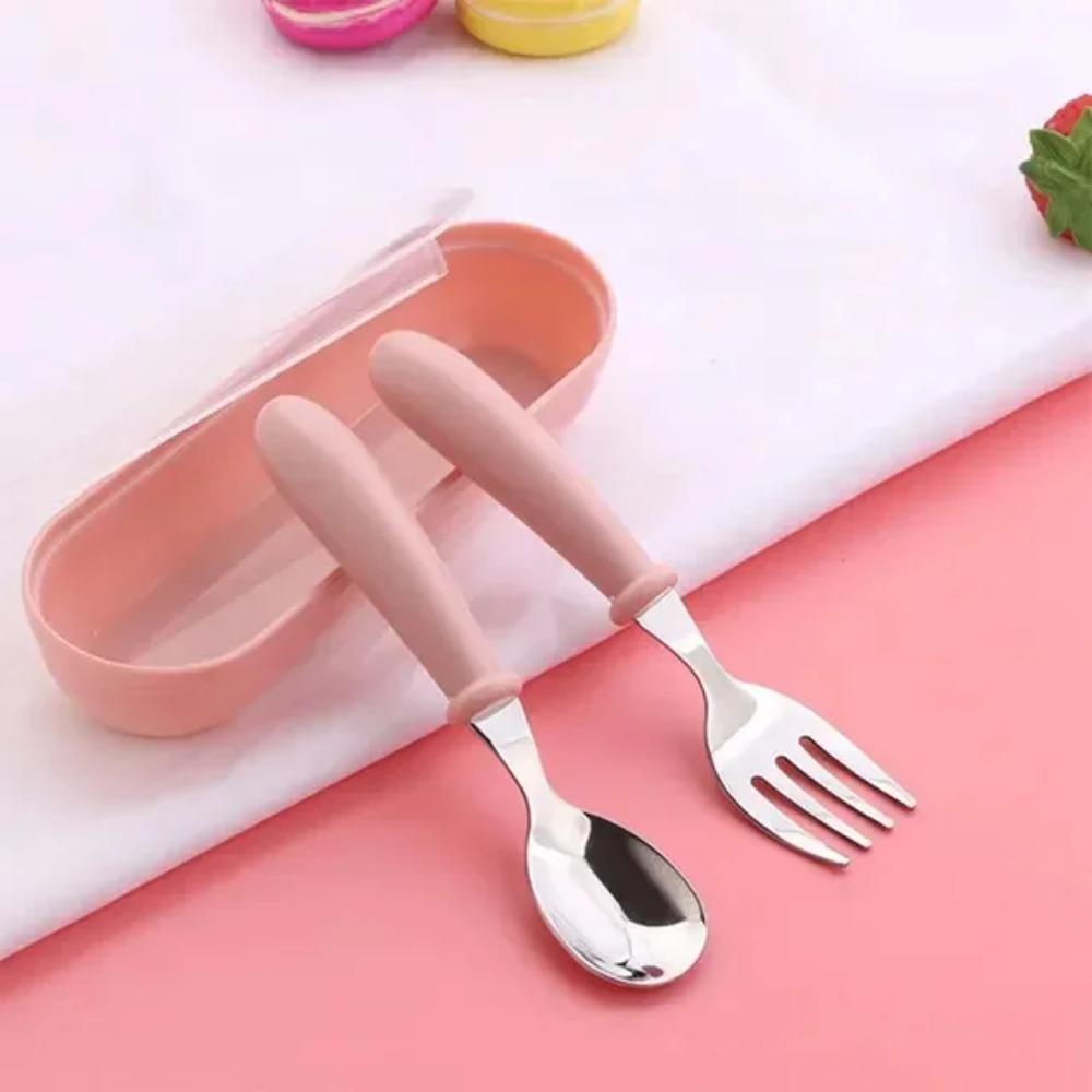 Baby Gadgets Tableware Set Children Utensil Stainless Steel Toddler Dinnerware Cutlery Cartoon Infant Spoon Fork
