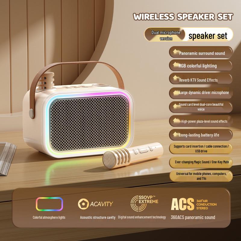 Karaoke Bluetooth Speaker with Microphone Set and Built-in Sound Card TAS2808