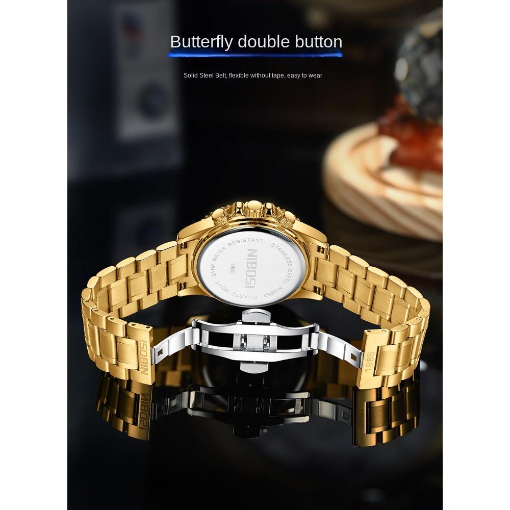 NIBOSI Klassische Herrenuhr, im Dunkeln leuchtend, wasserdicht, multifunktional, Chronograph, Sport-Quarzuhr