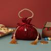 Red Wedding Candy Packaging Bags Velvet Drawstring Pouch Handbag Sweets Chocolate Packing Bag