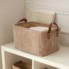 Corduroy Storage Basket Collapsible Storage Bin with Reinforced Handles Foldable Basket Organizer for Kids Toys Clothes Closet Laundry Room Bedroom
