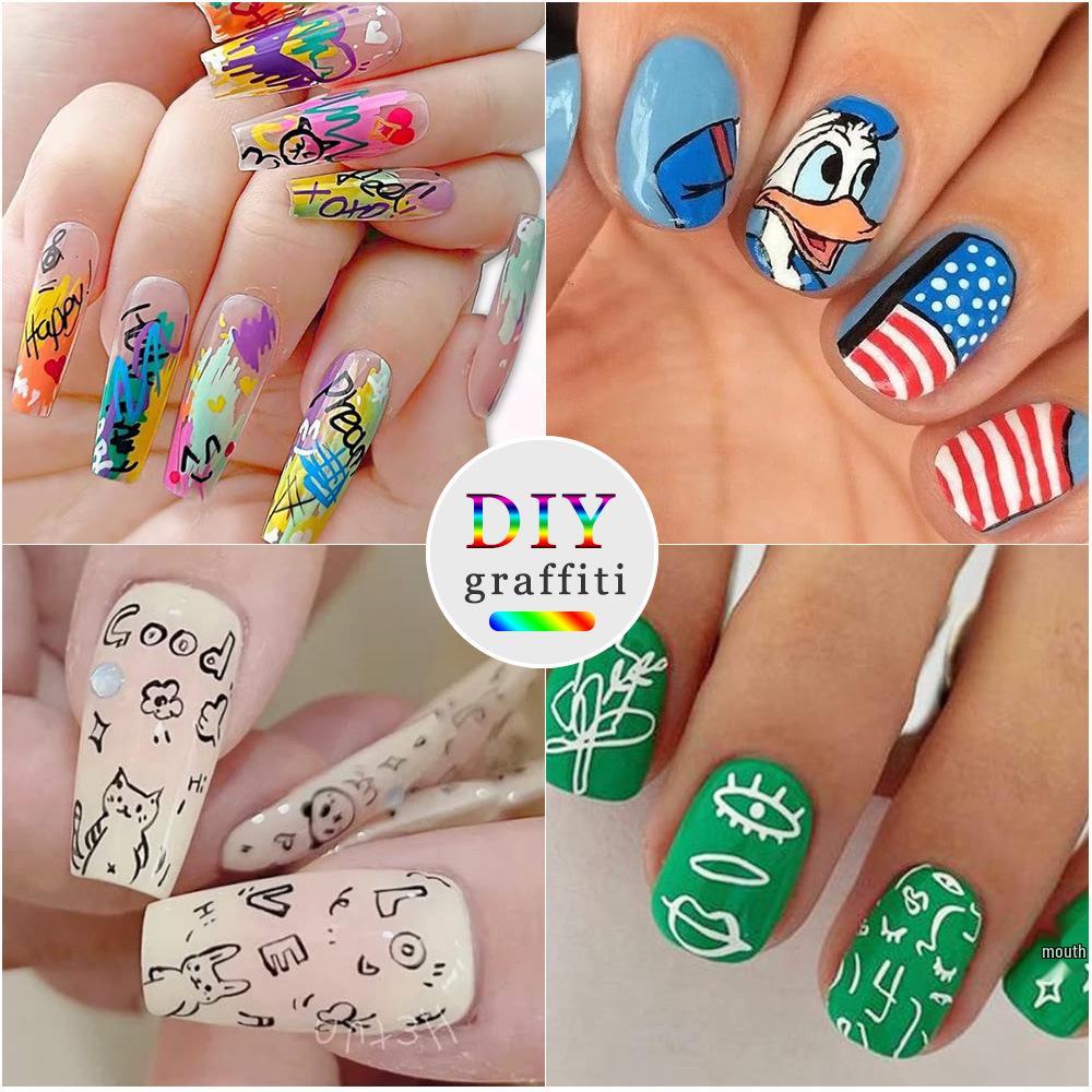 Shein Cross-Border Hot Sale Nail Art Pen Set - DIY Color Painting & Graffiti Highlighter Acrylic Marker for Outlining