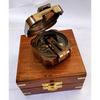 India Antique Brass Brunton compass Square With Wood box nautical gift Compass  (Black, Brown)