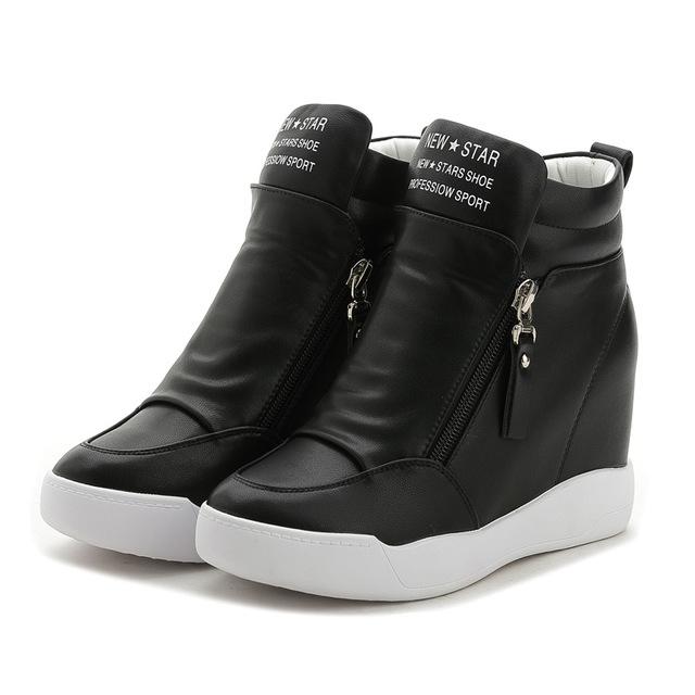 Zvýšenie výšky Dámske Topánky Platforma Tenisky Tenis Feminino Ploché Čierne Topánky Žena Zapatillas Mujer Ležérne Sapato Feminino 40 čierna