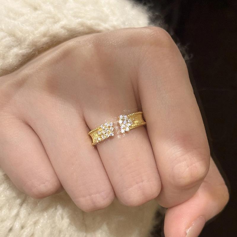 Brushed Star rings for women New in Light Luxury Sparkling Stars River Irregular Diamond Couple's Ring Party  Gift