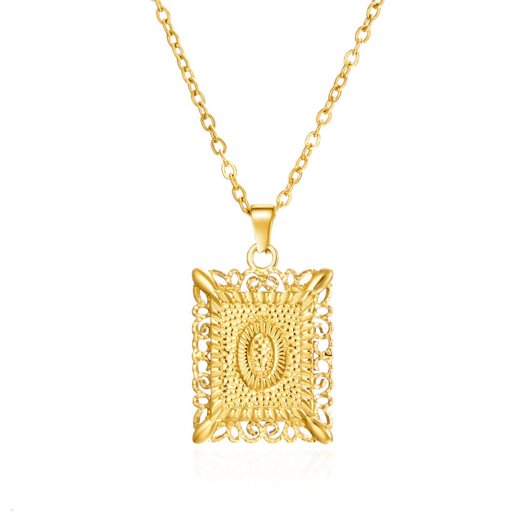 Exquisite Gold Color Initial Pendant Necklace for Women Men Stainless Steel Geometric Alphabet Necklace Friendship Jewelry