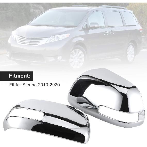 

Wing Mirror Cover, Exterior Mirrors 2pcs Rearview Mirror Cover Electroplating Decorative Cap ABS Chrome Plated Decoration Fit for Sienna 2013 2014