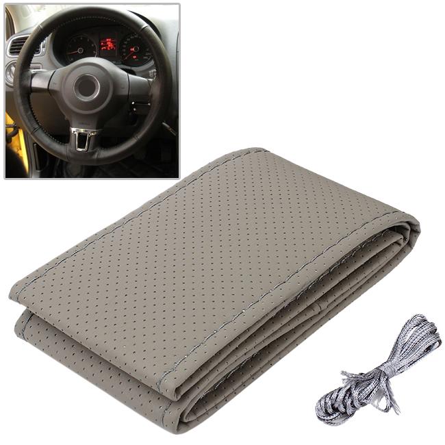 1PC DIY With Needles Thread Car-covers For opel astra h Cover on the steering wheel Funda volante Artificial leather Gray Black