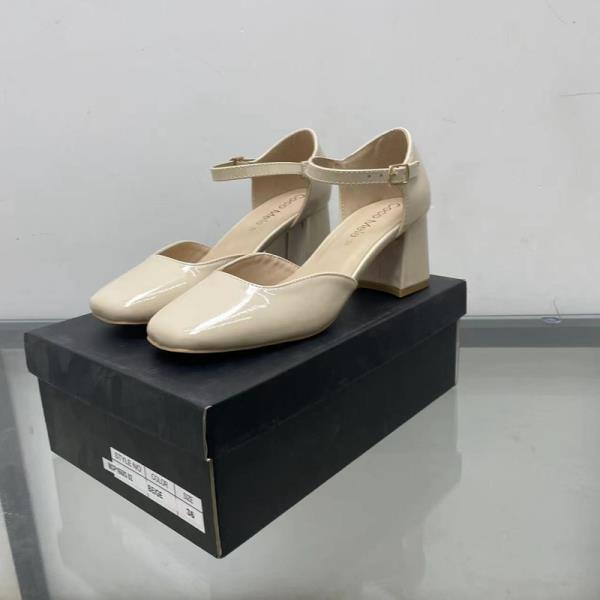 Fashion Lolita Shoes Shallow Mouth Summer High Heels 2025 Sandals Ladies Mary Jane Latest Bow Beige African Retro Block Butterfly-knot P