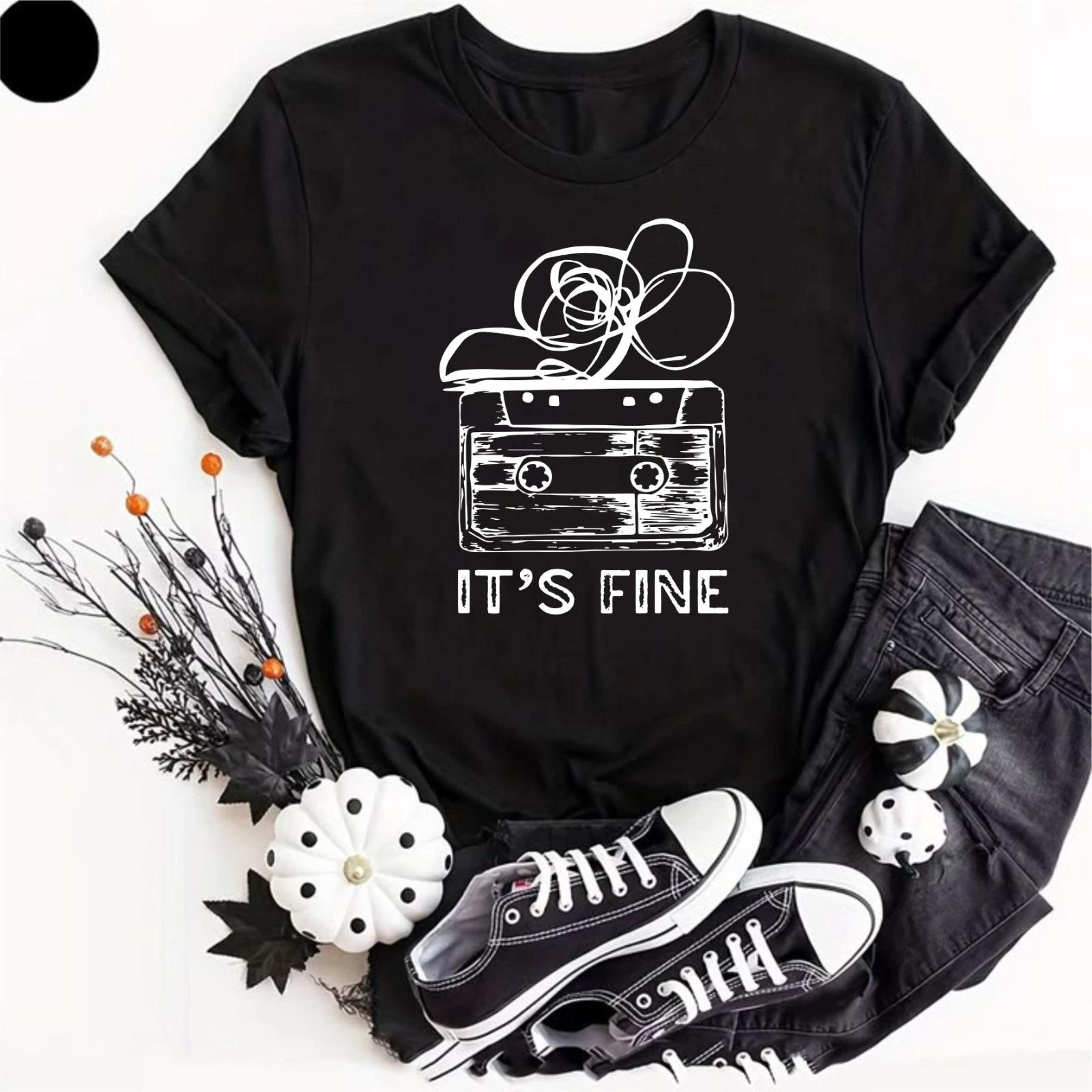 I m Fine 80s Vintage Retro Cassette T- Shirt Fine Funny Joke Meme Shirt Adults S