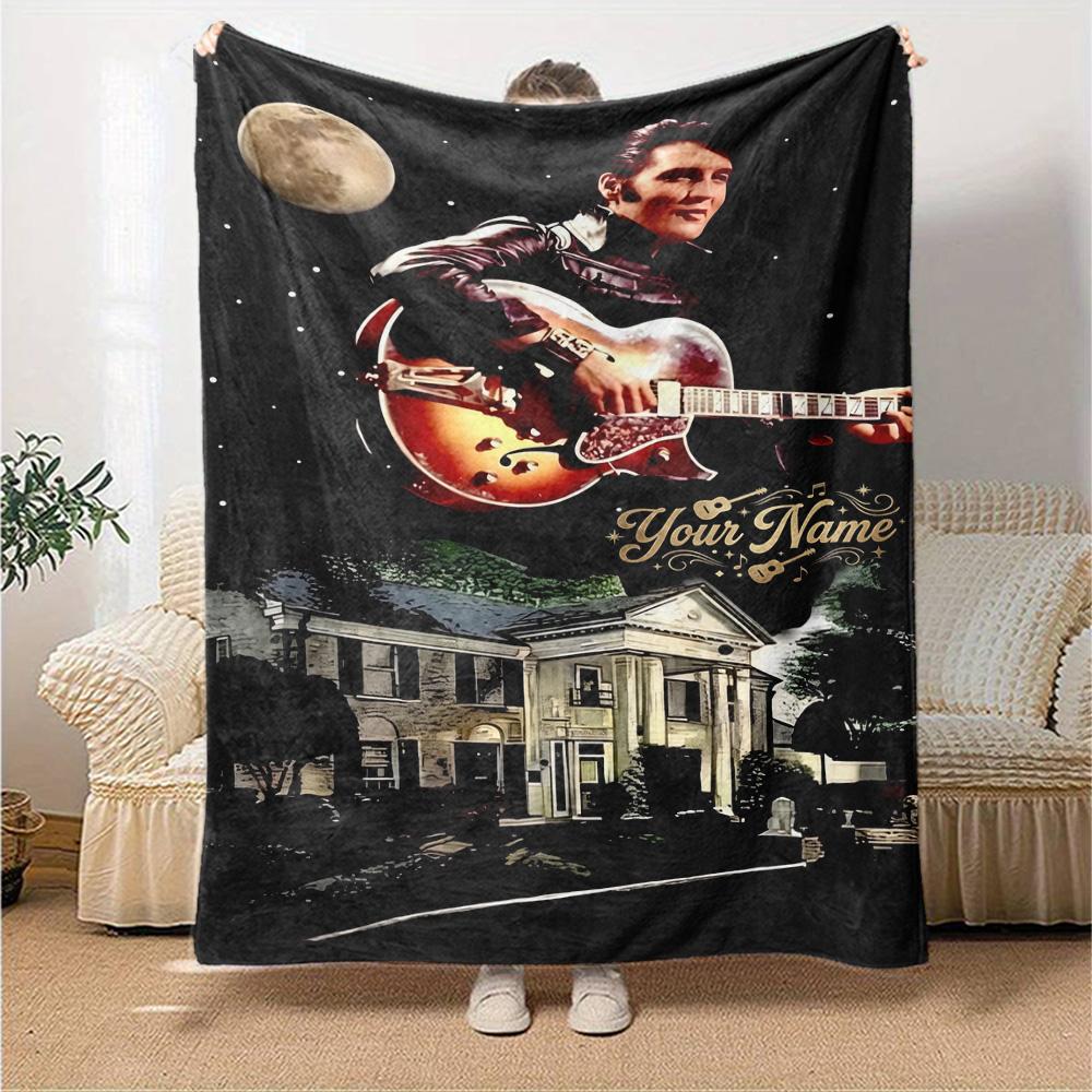 Elvis Presley Personalisierte Decke Überwurf Personalisierte Decke Langlebiger Komfort für Picknicks Wohnzimmer Sofa Nickerchen Vier Jahreszeiten Vielseitig