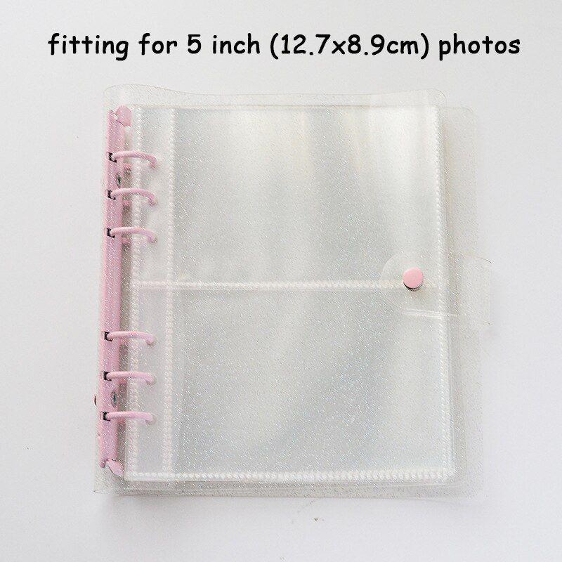 

Цвет Прозрачный Клип Блестящий 6 отверстий Альбом на разъемных листах Детские подарки День рождения Glitter Pink,5in