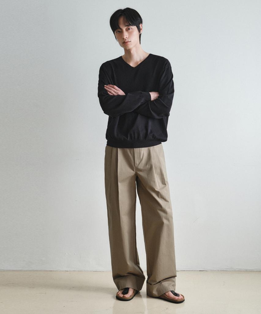 Wednesday Oasis Herring Roll-Up Wide Cotton Pants_Deep Beige(W26Pt05)