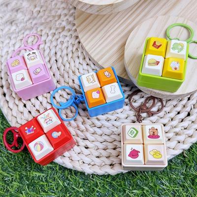 Relaxing Cartoon Fidget Keychain Keys Button DIY Keyboard Finger Keyboard Caps Keycap Pass The Time Clicker Toy
