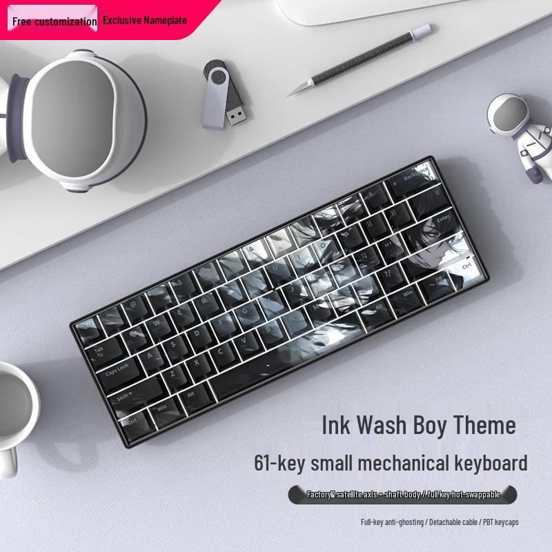 Makima Wireless Bluetooth Three-Mode 61-Key Mechanical Keyboard, Black with Blue Switches, Ideal for Gaming & Office Use