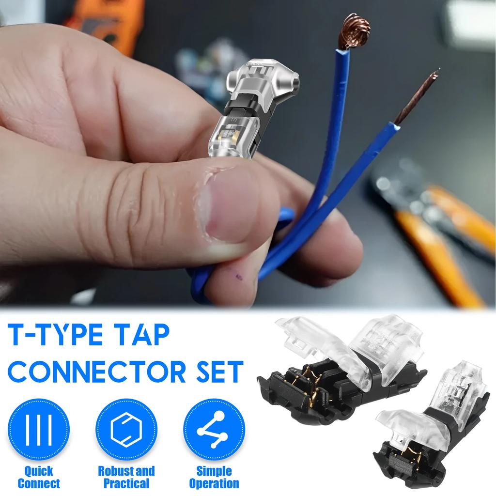 40Pcs T-Tap Wire Connectors Kit 16-20 AWG 3 Way 1 Pin & 2 Pin Electrical Wire Splice Connectors Waterproof Electrical Connector