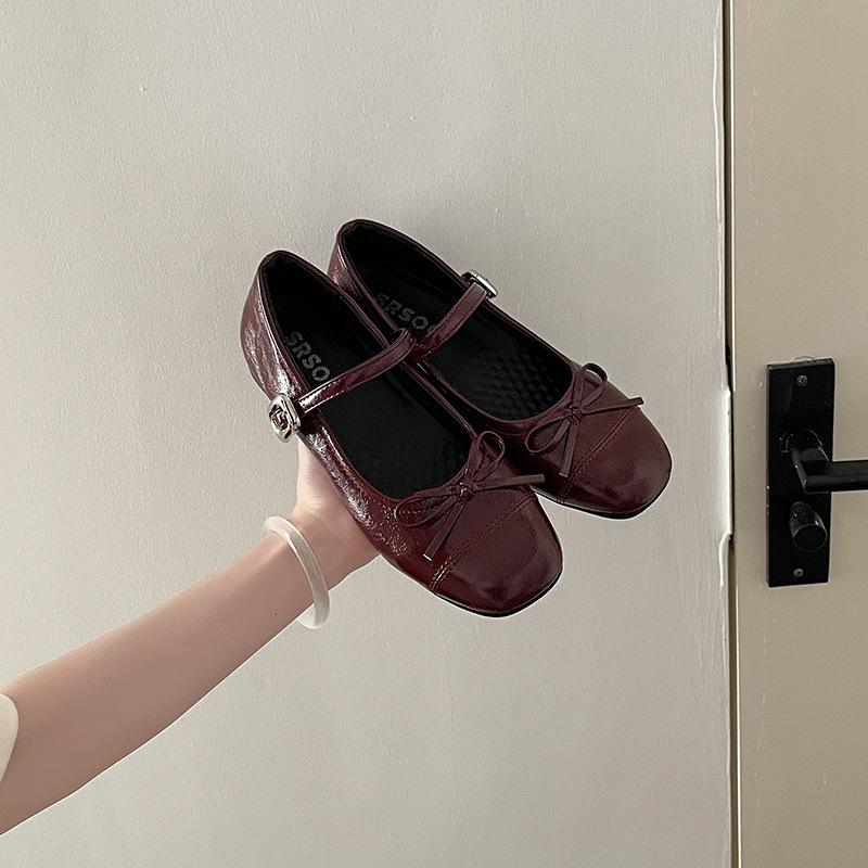 Silver Light Mouth Ballet Flat-soled Single Shoes for Women's 2025 New Summer Skirt French Round Head Mary Jane Shoes