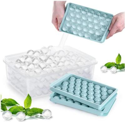 Vassoio per cubetti di ghiaccio rotondo riutilizzabile da 33 griglie con coperchio Stampo per mini palline di ghiaccio per feste di gelato nel congelatore