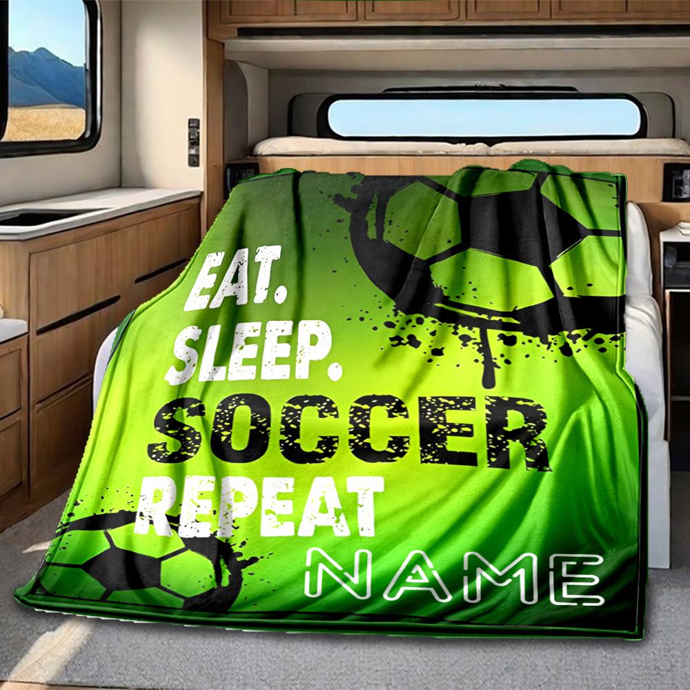 Soccer Customize Your Name Rv Blanket Comfortable Soft Lightweight Perfect For Travel Camping Picnics Sofas Rvs Bedding Living Rooms Gifts For Friends