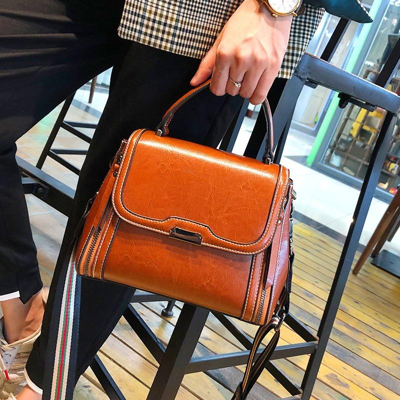 Genuine Leather Crossbody Bag Women's Premium Touch with Vintage Style Small Square Bag Cowhide Shoulder Bag