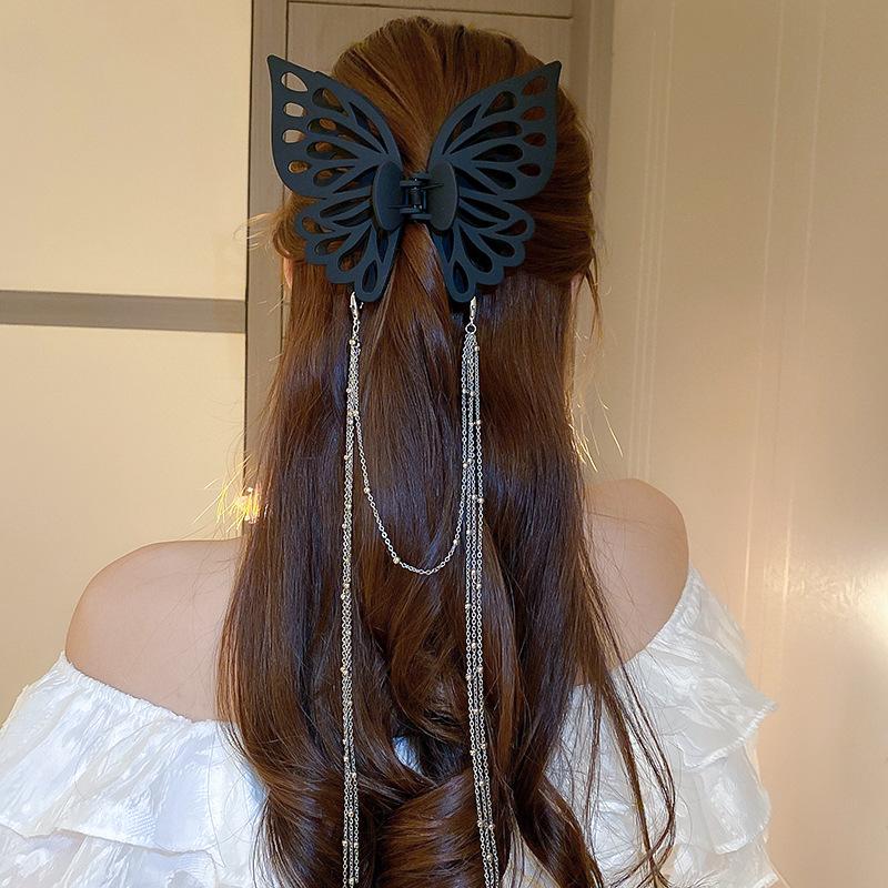 New Butterfly Big Hair Claws Fashion Barrettes Acrylic shining Double Layer Hair Accessories for Girls Claw Clip