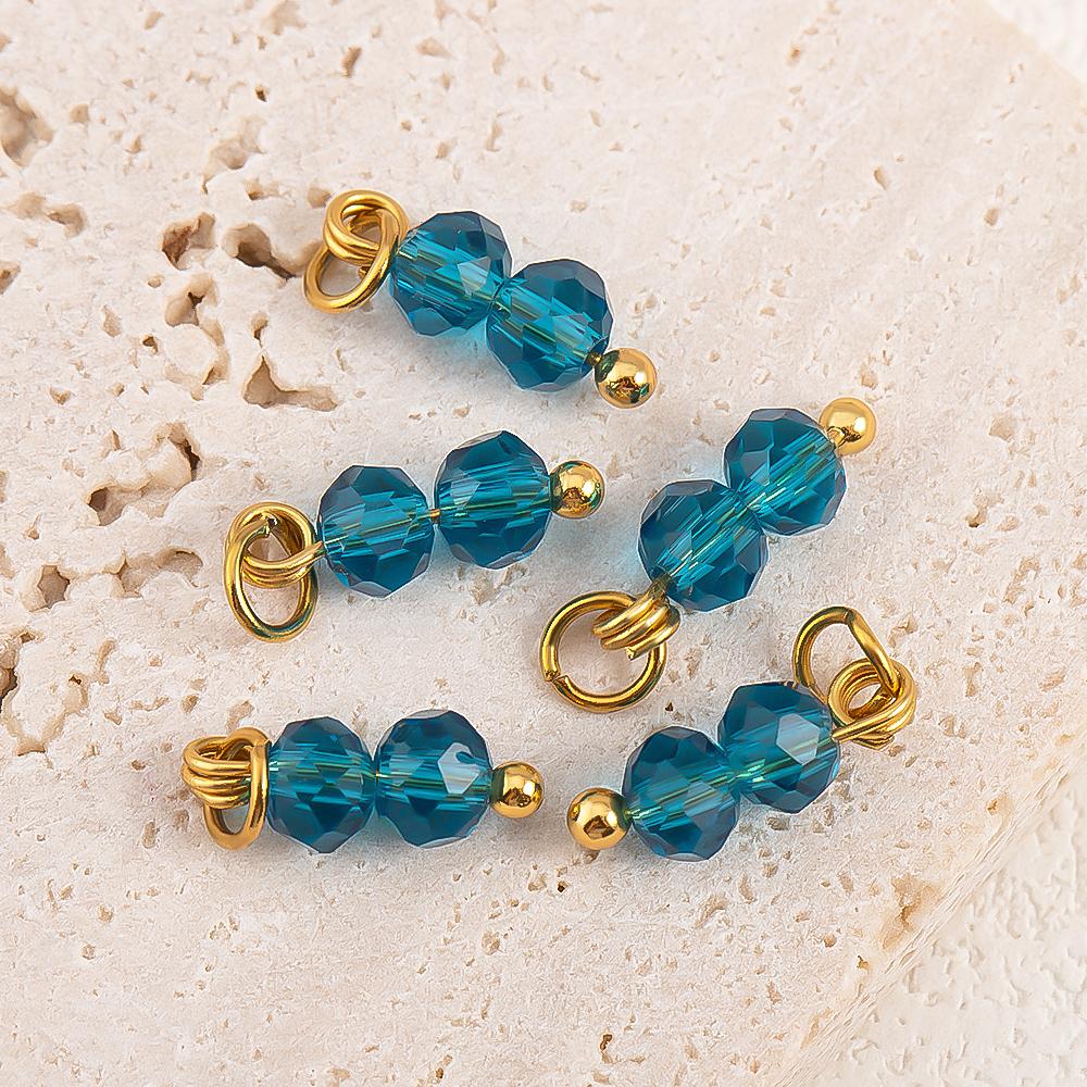 5pcs Multi-faceted Colored Double-bead Stainless Steel Pendant Compact and Exquisite for DIY Hairpin Pendant Accessory Materials