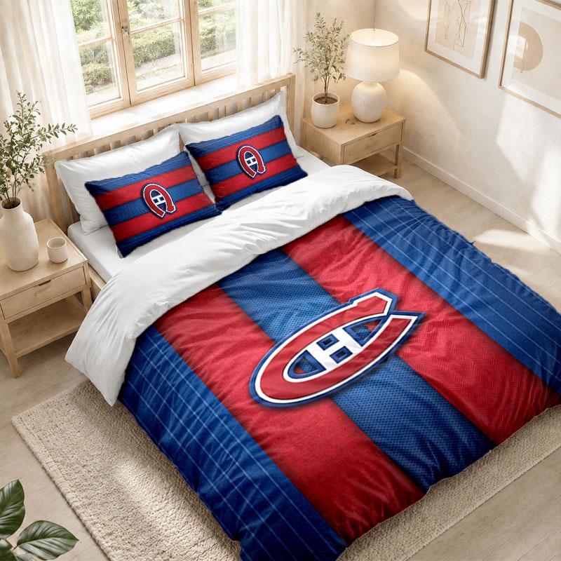 Bedding Set 1 Duvet Cover 2 Pillowcases Montreal Canadiens Print Bedroom Home Decoration