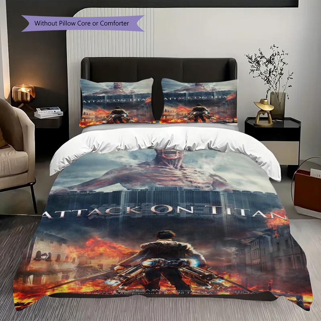 Attack Titan Epic Battle Set Bedding 1 Duvet Cover 2 Pillowcase Without Core Duvet Cover And Pillowcase Christmas Birthday Gift
