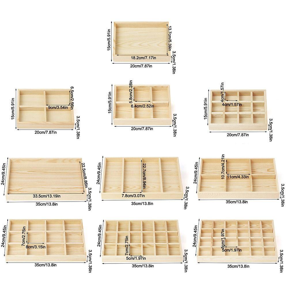 Wooden Jewelry Display Tray Multi-grid Stackable Card Box Jewelry Storage Box