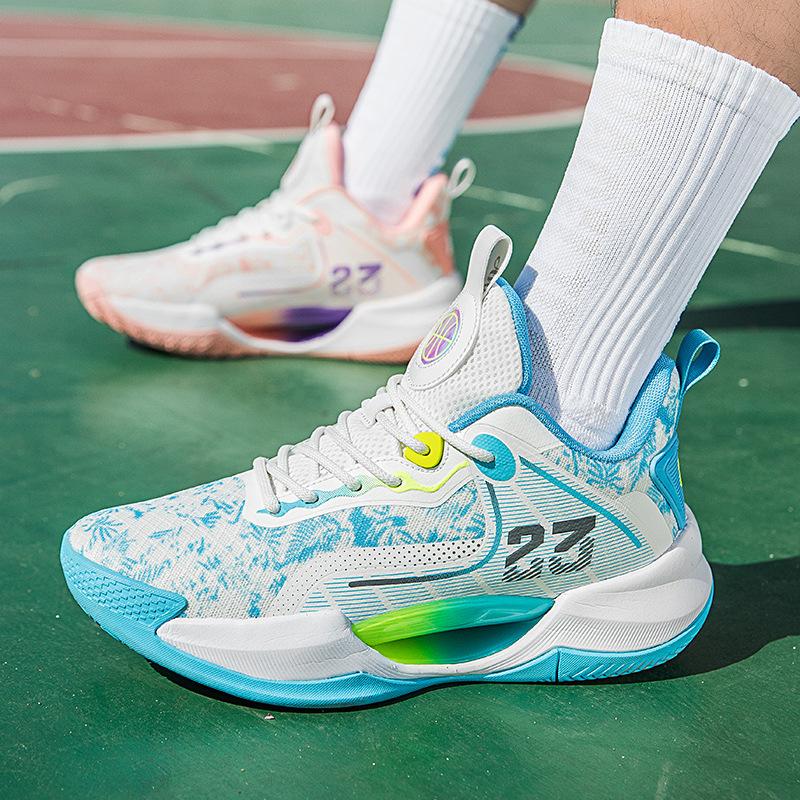 Mandarin Duck Color Scheme Youth Low-top Actual Basketball Shoes Men and Women Versatile Shock Absorption Non-slip Couple Casual Sports Shoes Tide