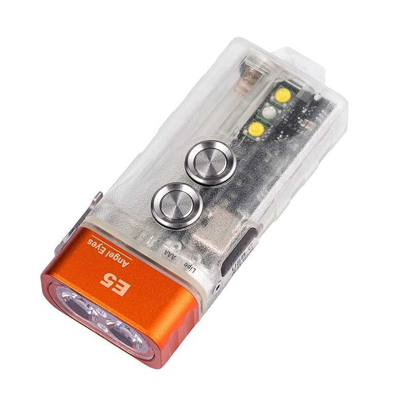 

RovyVon E5 mini flashlight 700 Lumen super bright rechargeable, white UV White side light, lockout mode, luminous waterproof keyring flashlight for