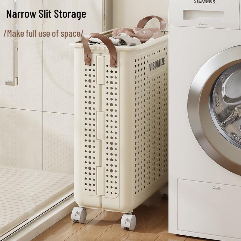 Foldable Laundry Hamper: Large Capacity Floor-Standing Clothes Storage Basket for Bathroom or Household Use.