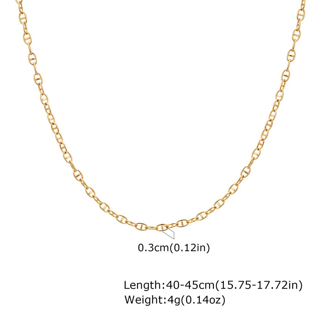 Edelstahl Gliederkette Halskette für Damen, Einfache 18 Karat Vergoldete Dünne Halskette, Minimalistischer Wasserdichter Schmuck