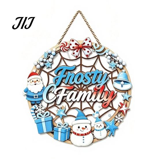 Poplar Wood Decor Christmas Door Sign, Double Sided Hanging Wooden Plaque for Front Door, Rustic Holiday Wall Decoration Indoor Outdoor Seasonal Party