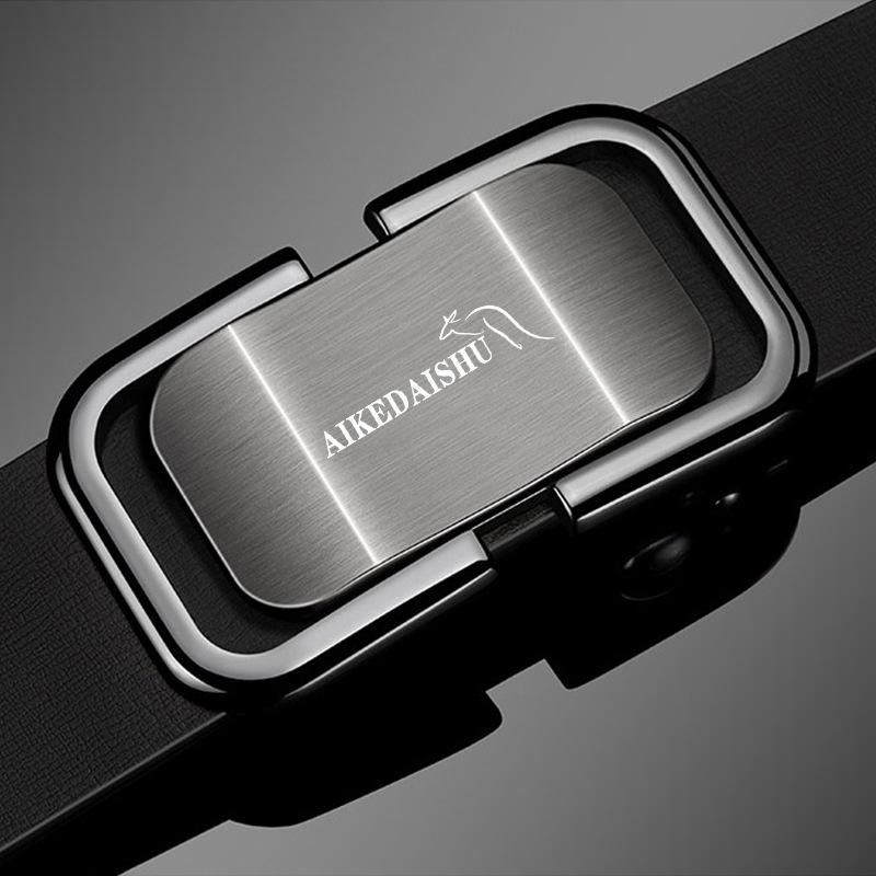 

Пояс из натуральной кожи с автоматической пряжкой, повседневный, деловой, из коровьей кожи, для молодых и мужчин среднего возраста, универсальный, для мужских брюк 130cm