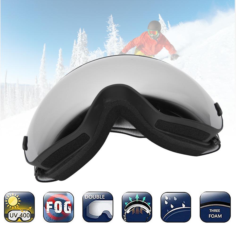 Outdoor Sport Skiing Safety Protective Anti Fog Double Layer Goggle Support Myopic Glasses(Black framefull vacuum