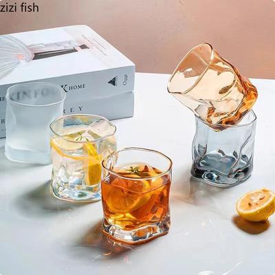 Kreative Glastasse, unregelmäßige Gletschertasse, transparente Kaffee-Latte-Tasse, Getränketassen, Wassertassen, Teetassen, Haushaltstrinkgeschirr