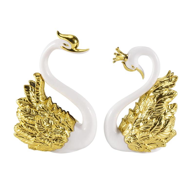 2025 Trend 2 Pieces Of Swan Ornaments Figurines,Swan Cake Decoration,Car Figurines Decoration,Home Wedding Christmas Decoration