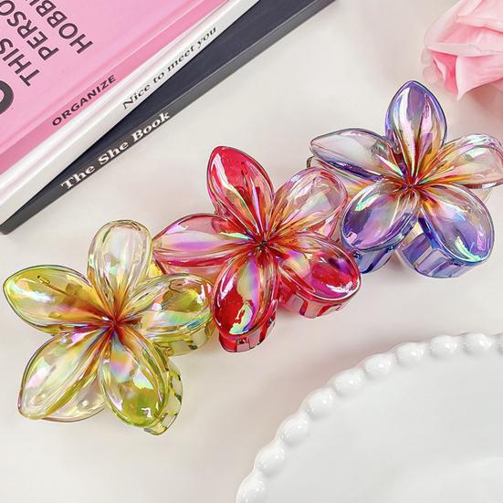 Women Hair Claw Candy Color Flower Shape Hair Clip Elegant Anti-slip Hair Fixing Back Head Hairpin Hair Accessories