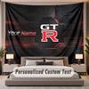 Custom Name Text Tapestry Nissan GT-R Personalized Polyester Wall Tapestry For Bedroom And Room
