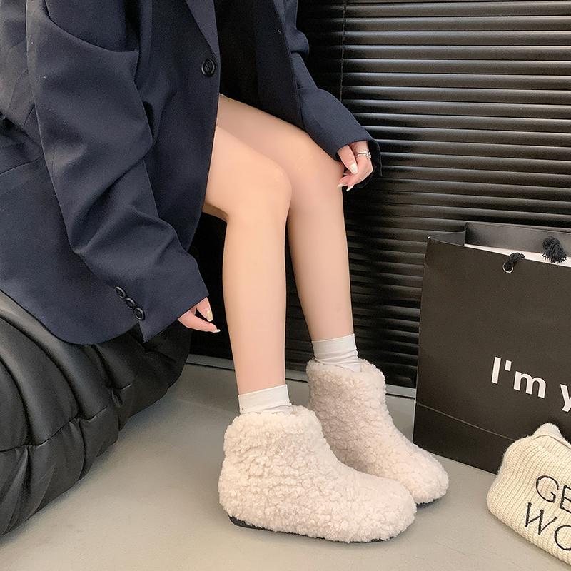 Fashion Warm Faux Fur Slippers Women Men Winter Shoes Indoor Home Soft Plush Footwear Solid Color Girls Boys House Floor Fluffy Boots