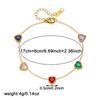Gold Anklet with 5 Green Heart Gems, Dainty Foot Chain for Women Summer Beach Jewelry Gift
